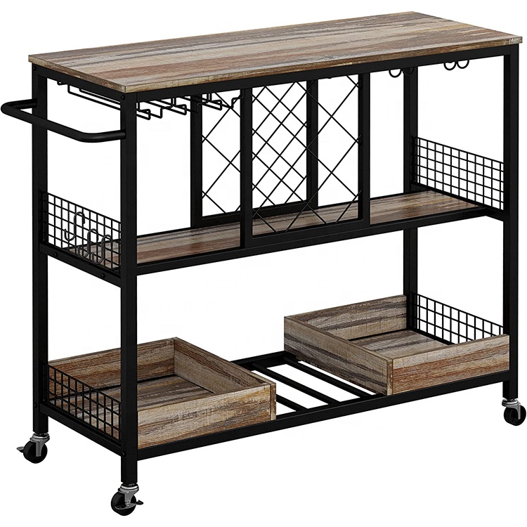 Commercial Kitchen On Wheels - Wine Rack Table, Industrial Bar Cart