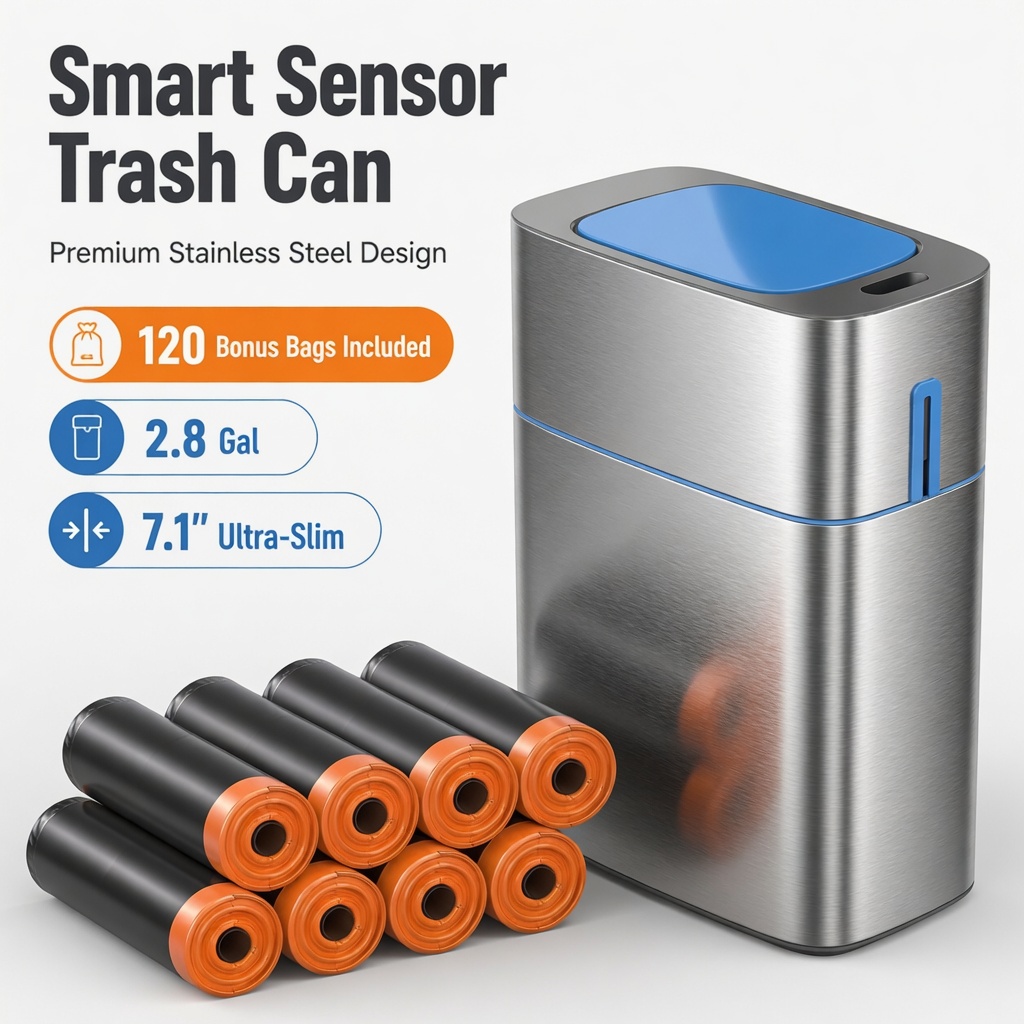 Commercial Kitchen Trash Can - Joybos Premium Stainless Steel Smart Trash