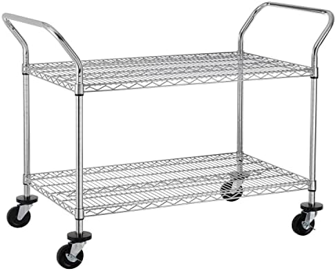 Commercial Kitchen On Wheels - 2 Tier Commercial Grade Rolling Cart,
