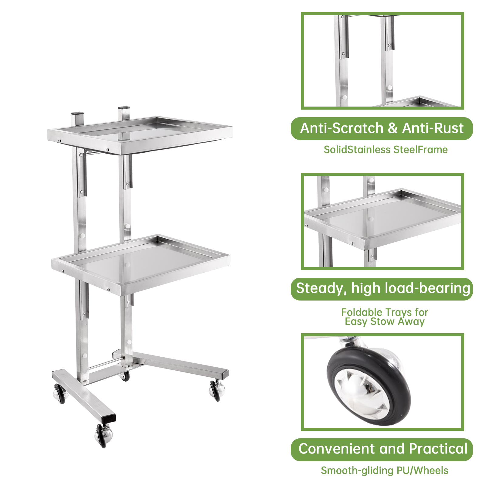 Silver Salon Rolling Cart, 2 T - Commercial Kitchen On Wheels ulasan dan harga