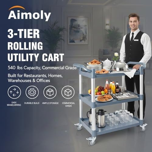 3-Tier Rolling Utility Cart on - Commercial Kitchen On Wheels ulasan dan harga