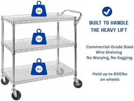 Heavy Duty 3 Tier Rolling Util - Commercial Kitchen On Wheels ulasan dan harga