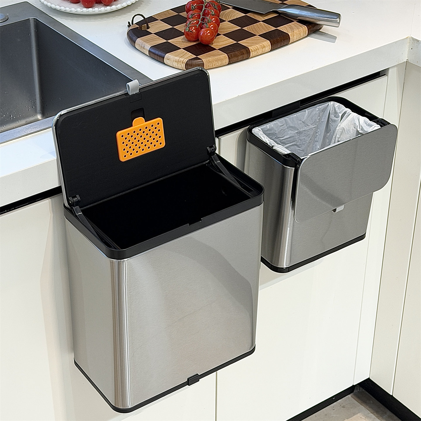 Stainless Steel Hanging Kitche - Commercial Kitchen Trash Can ulasan dan harga