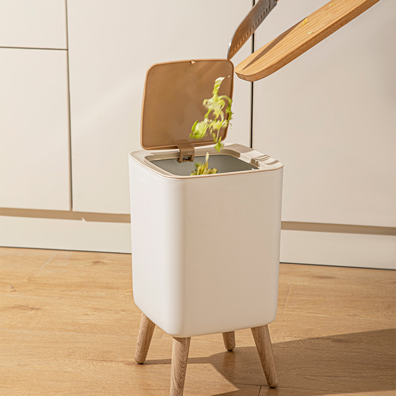 10L White Wooden Garbage Bin w - Commercial Kitchen Trash Can ulasan dan harga