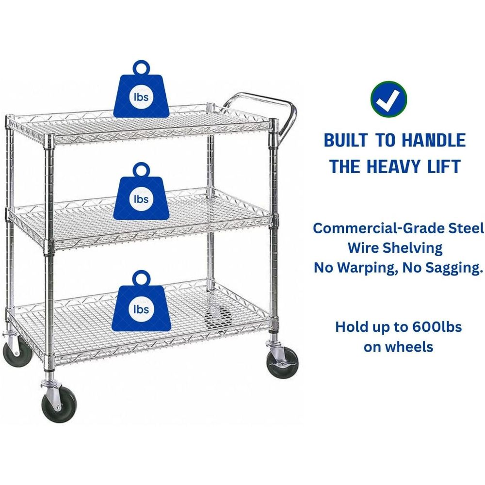 Heavy Duty 3 Tier Rolling Util - Commercial Kitchen On Wheels ulasan dan harga